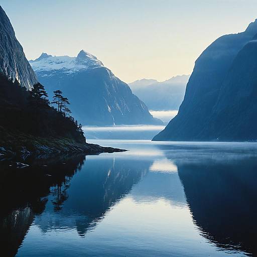 Misty Fjord Landscape at Dawn