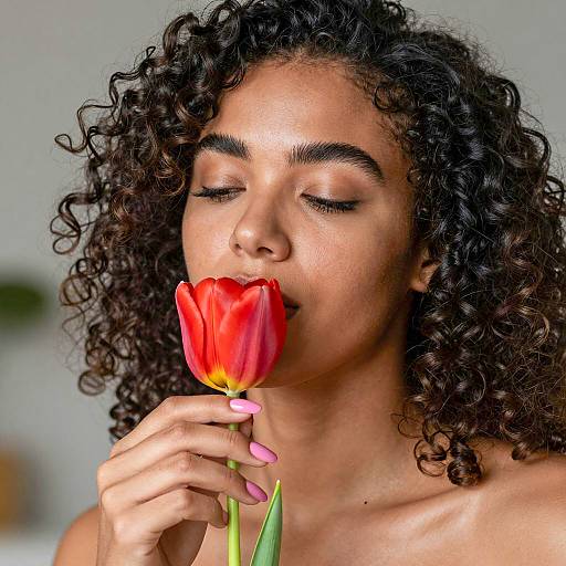 Elegant Nude Portrait with a Tulip