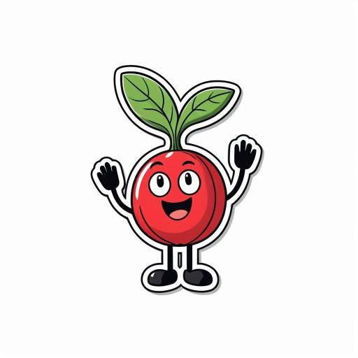 Playful Radish Character Cartoon Sticker
