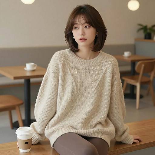 Casual Short Layers Hairstyle in Cafe