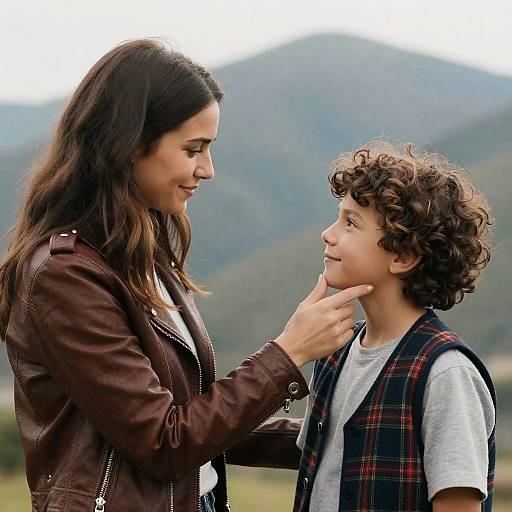 Tender Moment Between Woman and Boy