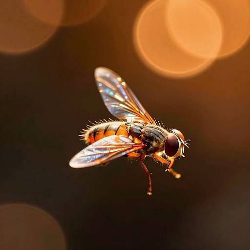 Glowing Fly with Radiant Orange Bokeh
