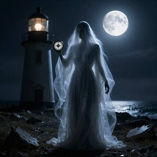 Haunting Wraith in Coastal Lighthouse