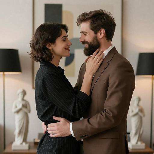 Couple Embracing in Studio Setting