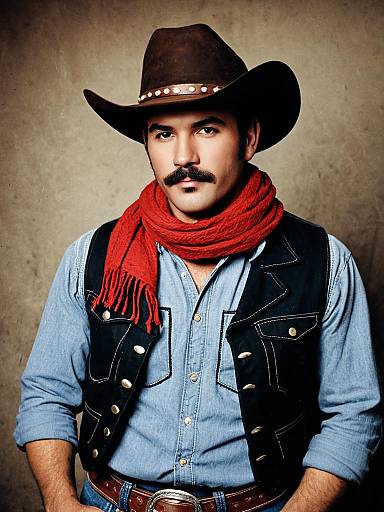 George-Style Realistic Cowboy Male Portrait