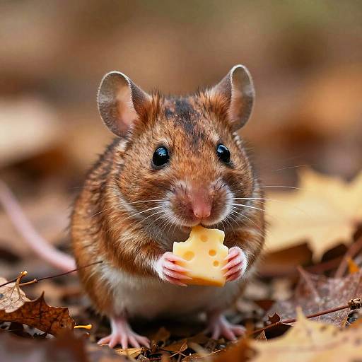 Cozy Mouse in Autumn Leaves