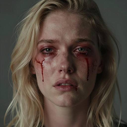 Haunting Close-Up of a Tearful Woman