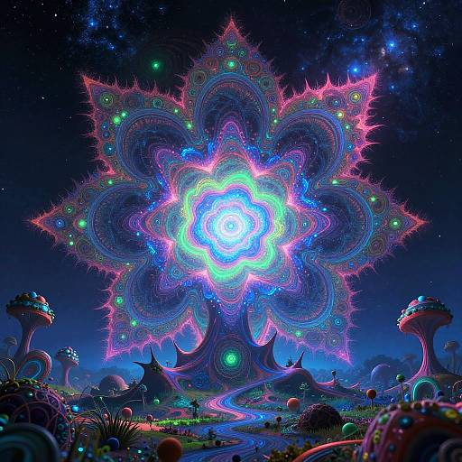 Psychedelic Neon Fractal Dreamscape