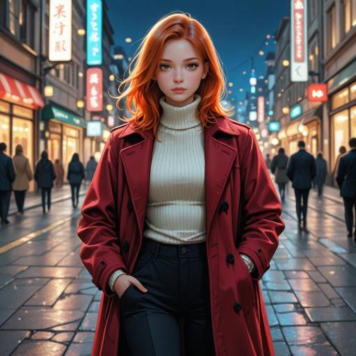 Realistic Solo Girl in Red Coat