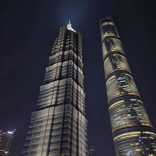Futuristic Skyscrapers at Night Photography