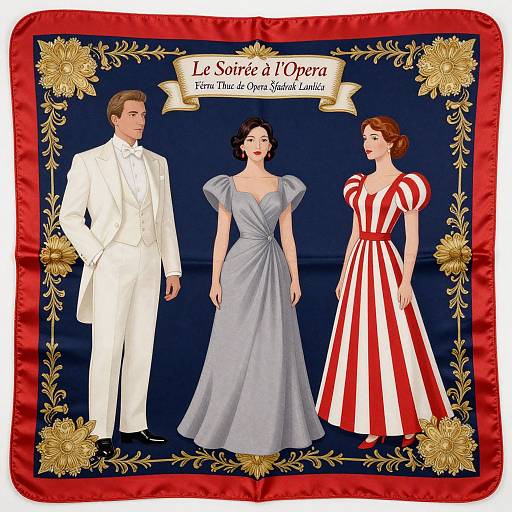 Elegant Silk Scarf with Formal Figures