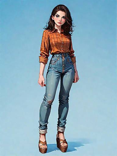 Casual Stylish Woman in Plaid Outfit