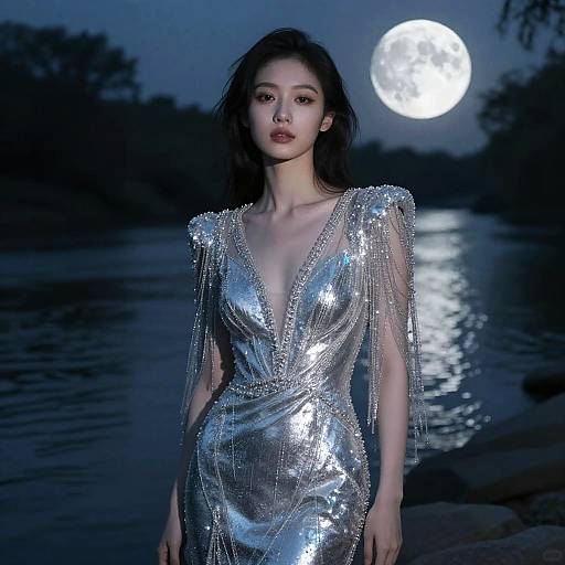 Moonlit Androgynous Haute Couture Portrait