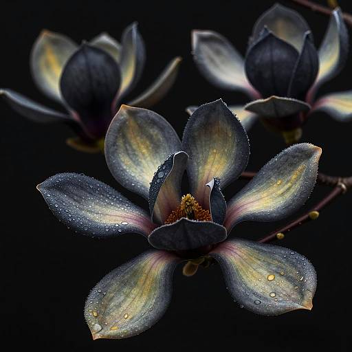 Midnight Black Magnolia Macro Study
