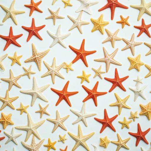 Colorful Starfish Arrangement on White Background