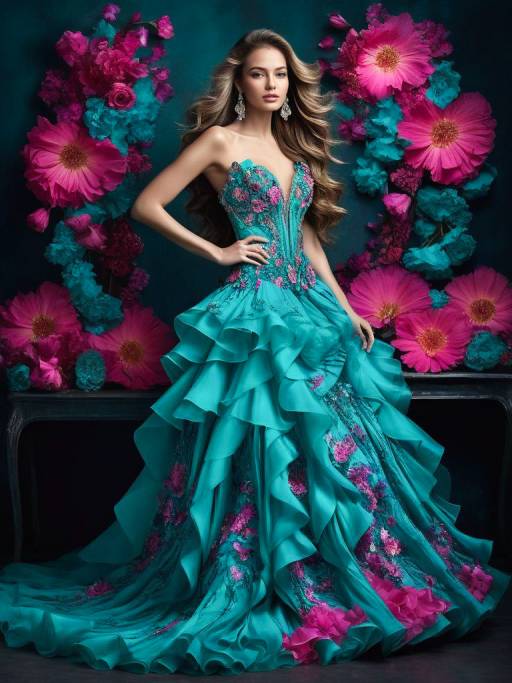 Glamorous Fantasy Fashion in Turquoise