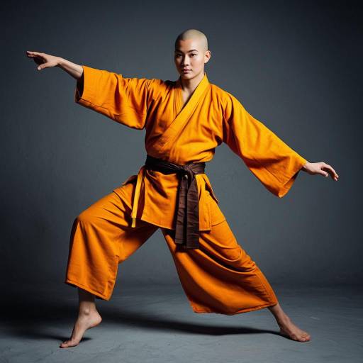 Shaolin Martial Artist Pose in Traditional Robe