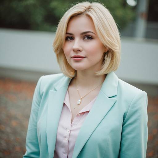 Blonde Woman in Elegant Casual Outfit