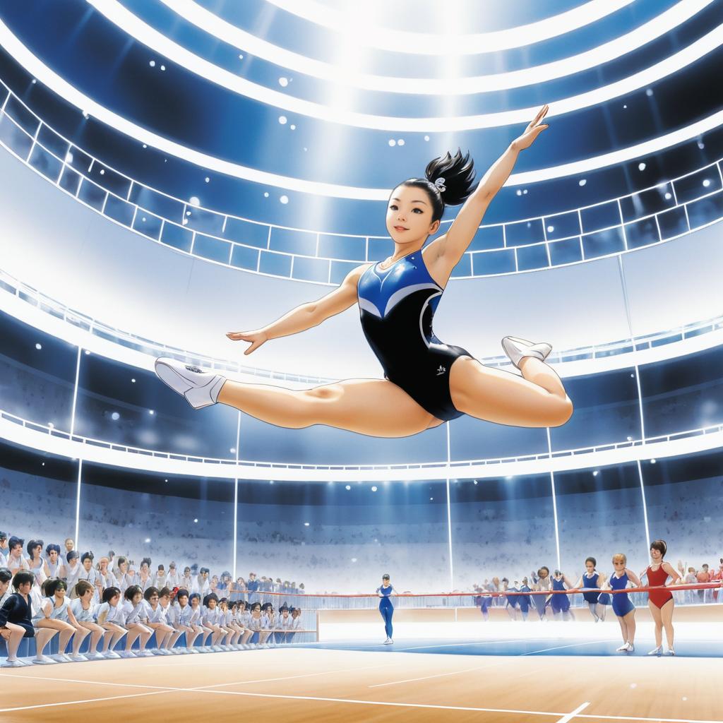 Dynamic Gymnast in Action: An Anime Illustration