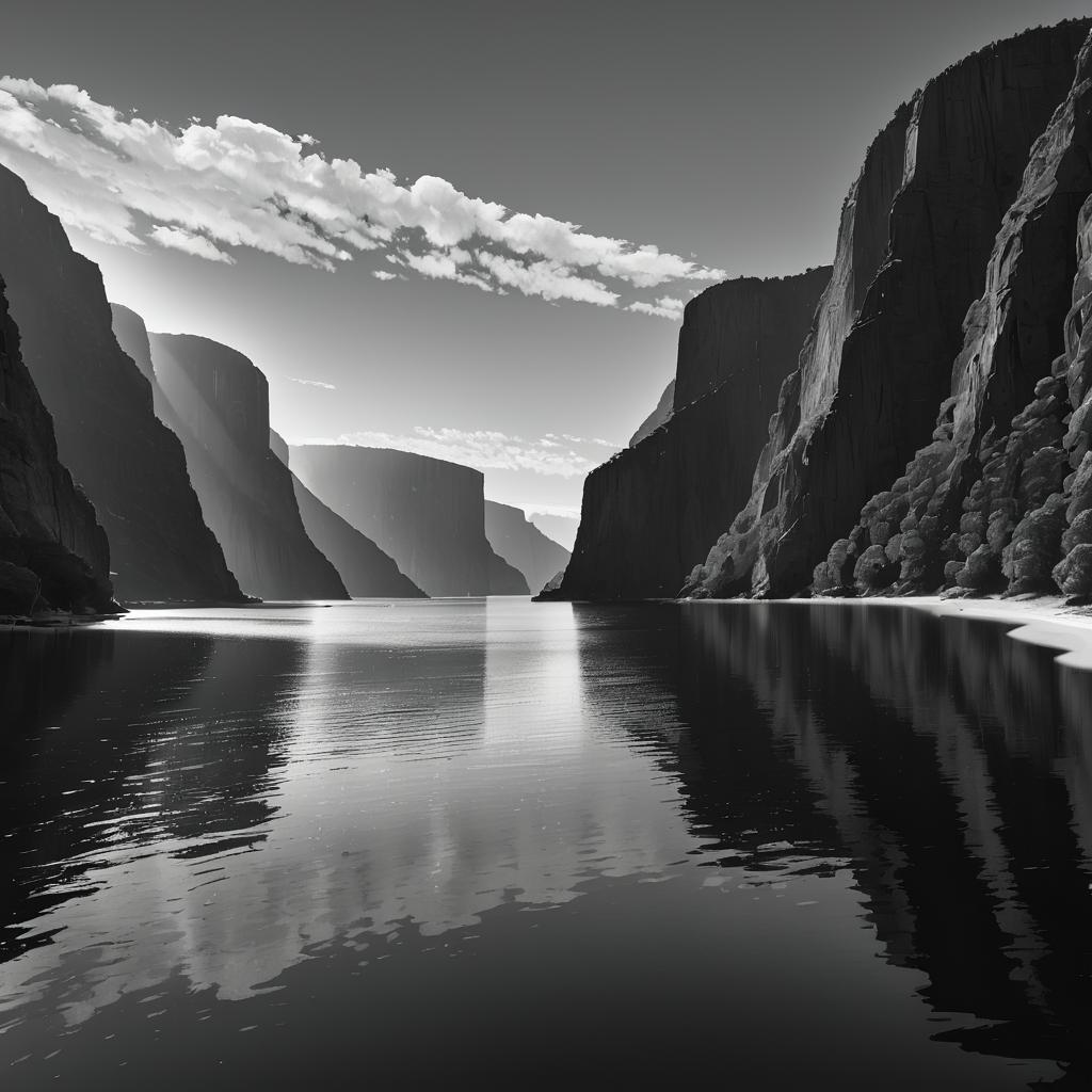 Majestic Cliffs in Tranquil Bay Scene