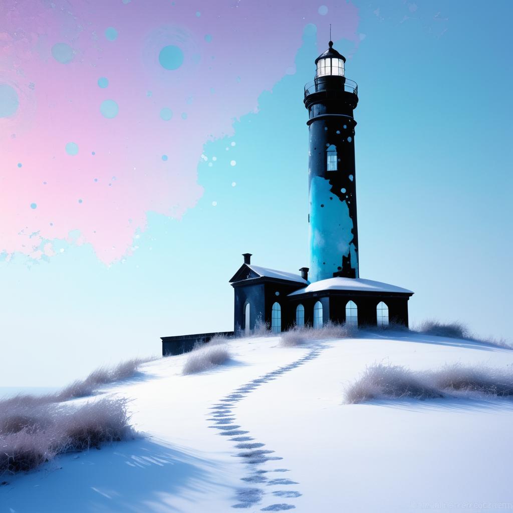 Haunting Lighthouse Ruins in Pastel Styles