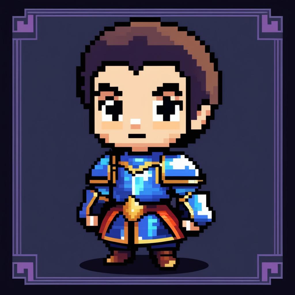 Chibi Knight NPC Portrait in Pixel Art