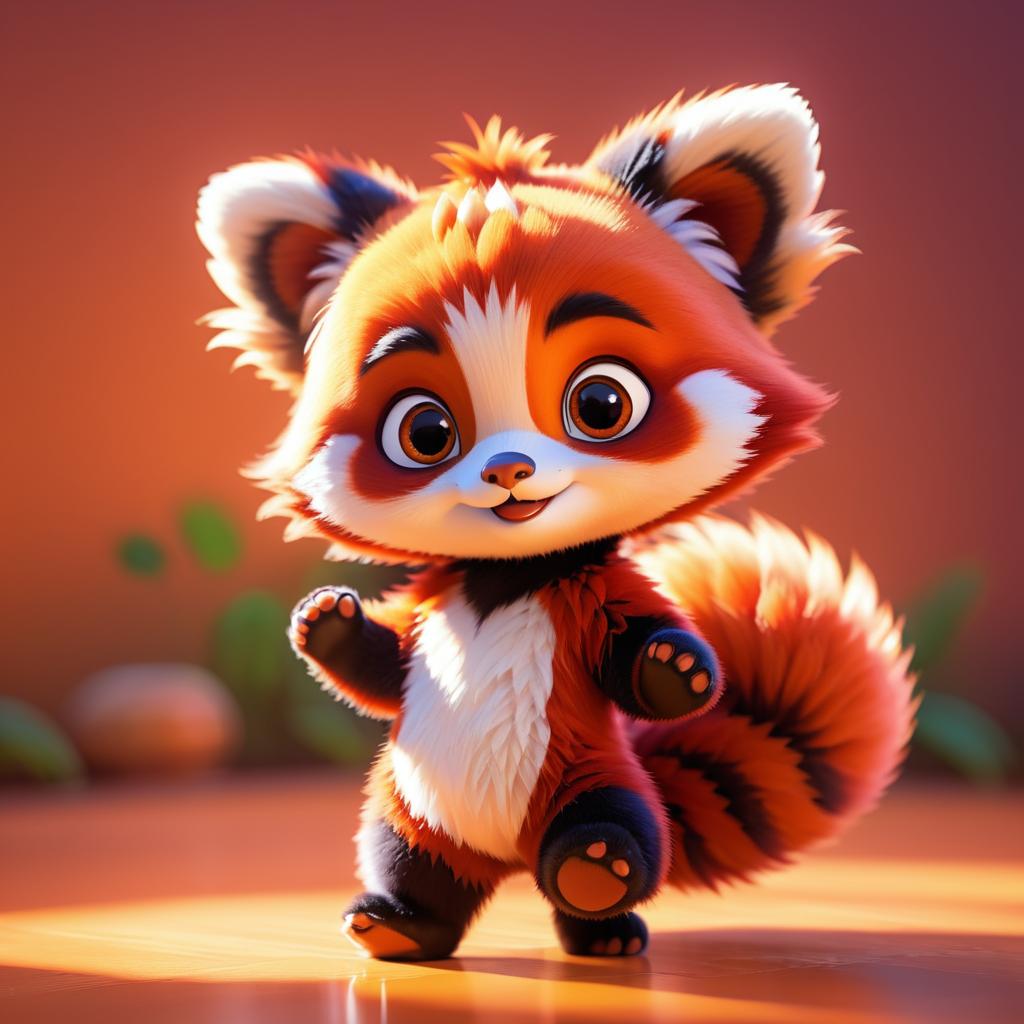 Adorable Flapper Baby Red Panda Cartoon