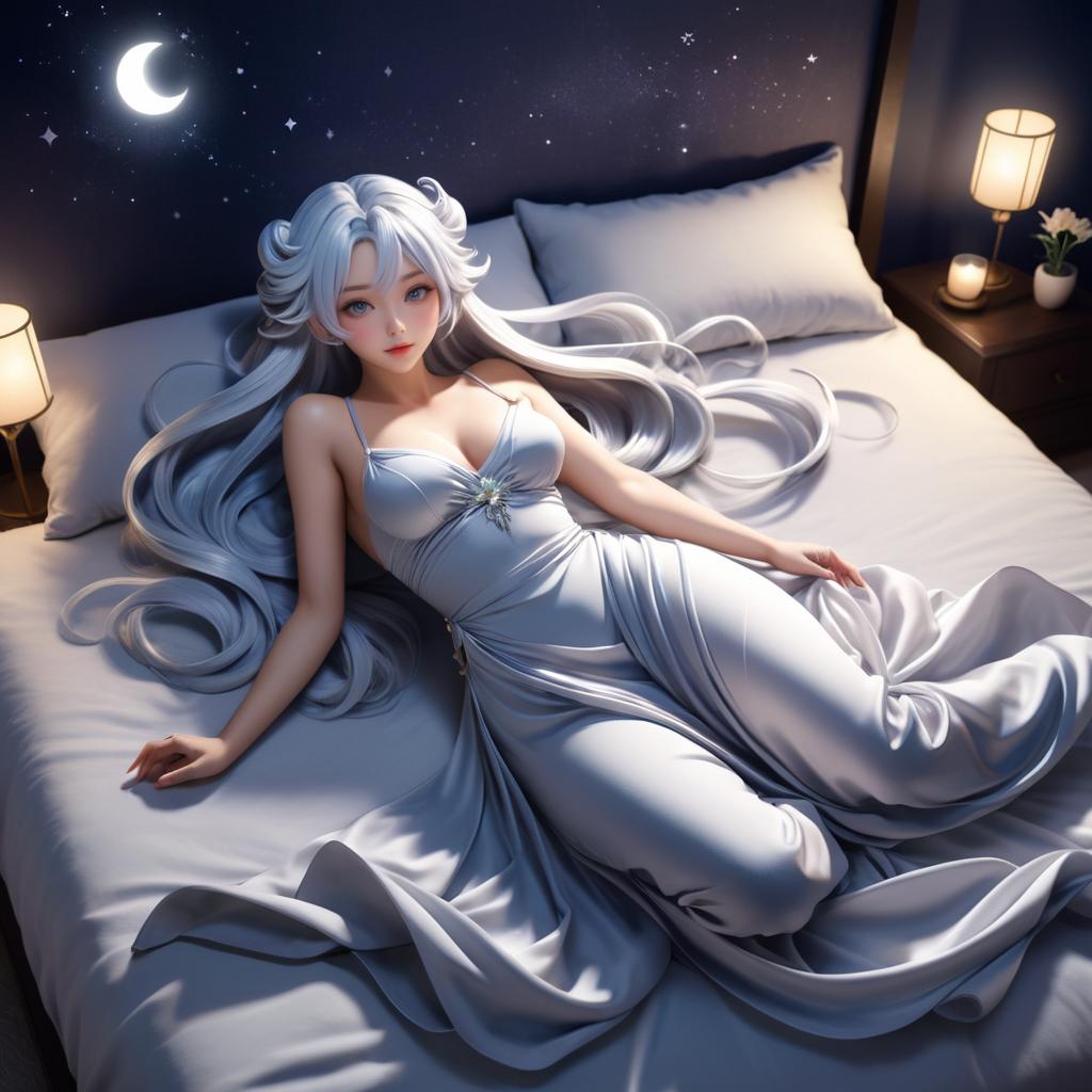 Ecchi Incubus Concept Art at Moonlit Night