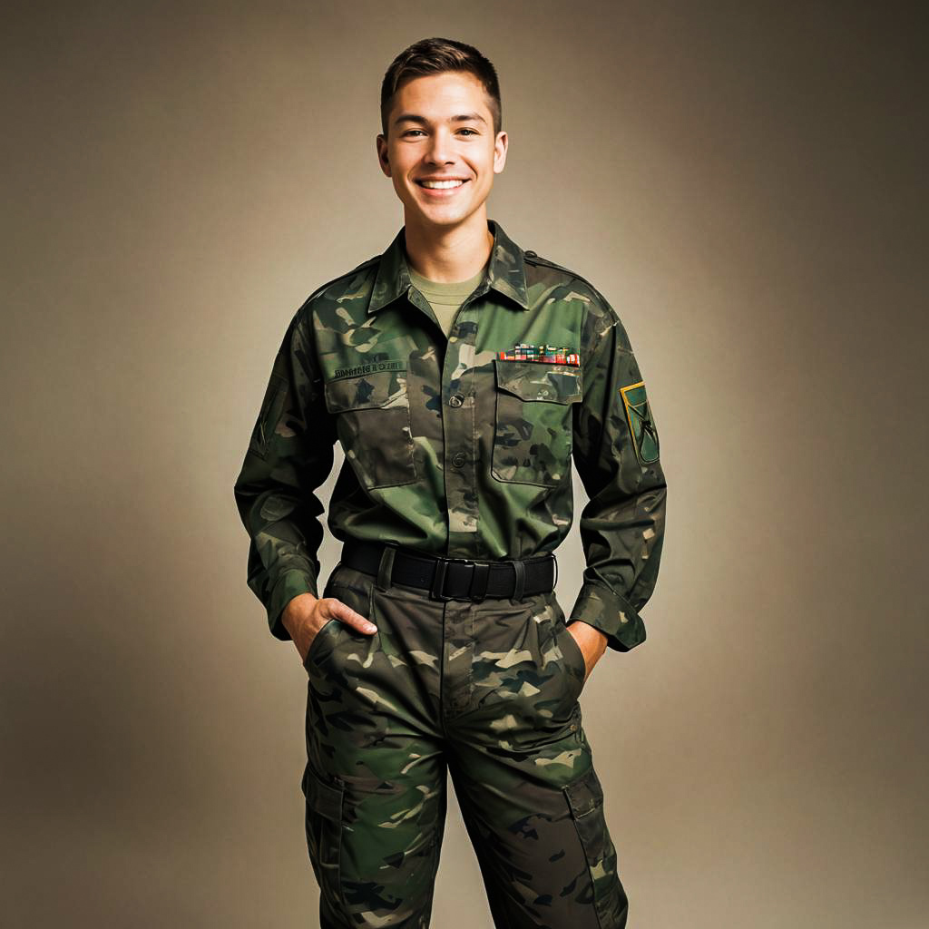 Joyful Military Recruit Photoshoot Concept