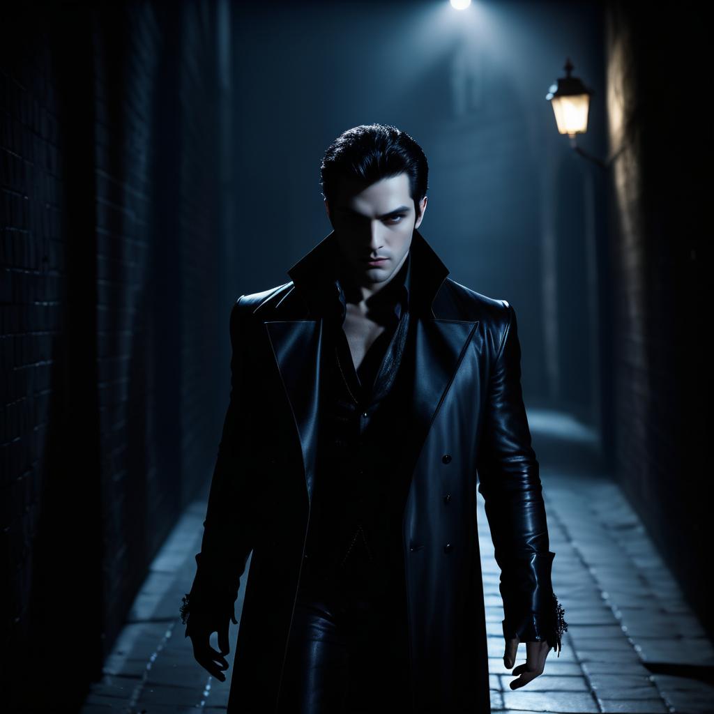 Sinister Vampire in Dark Alley Scene