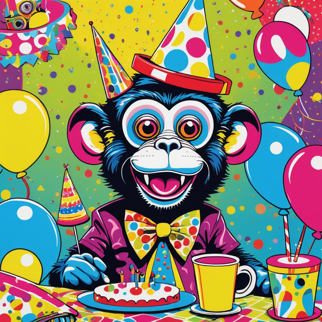 Vibrant Lowbrow Monkey Party Scene