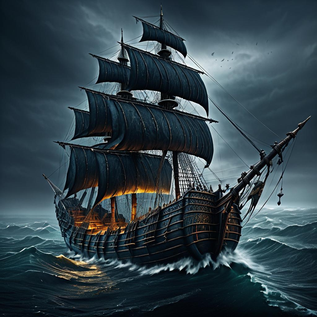 Epic Longship on Stormy Seas