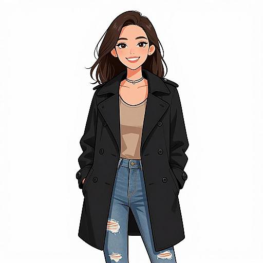 Smiling Woman in Casual Chic Outfit