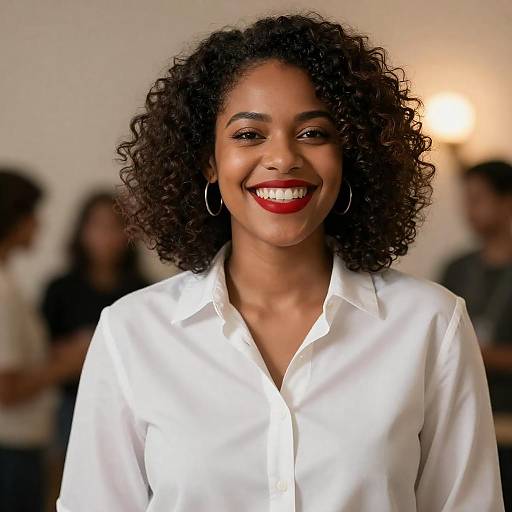 Smiling Black Woman with Curly Hair