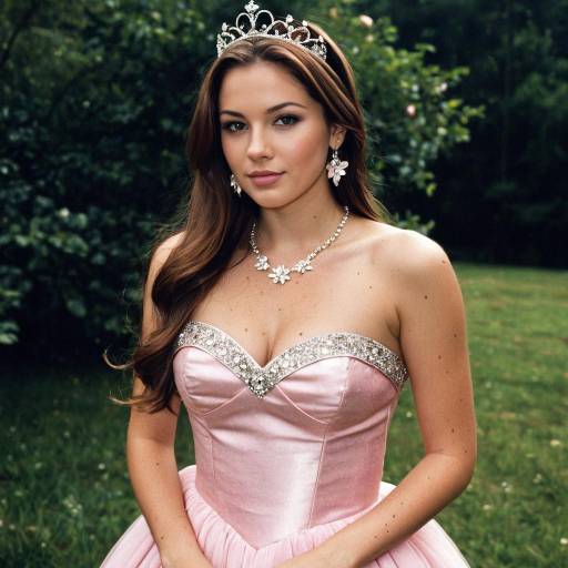 Young Woman in Pink Princess Dress and Tiara