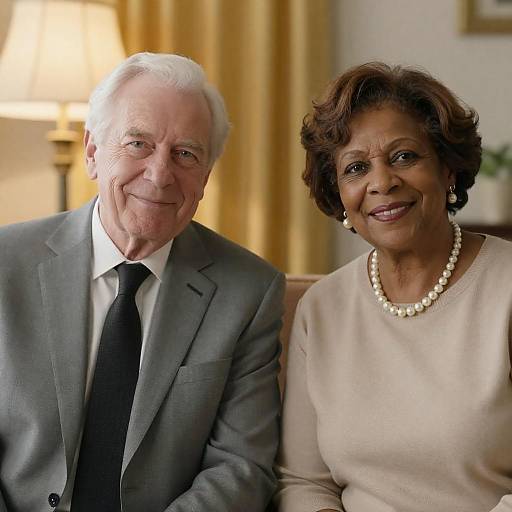 Warm Portrait of Elderly Interracial Couple