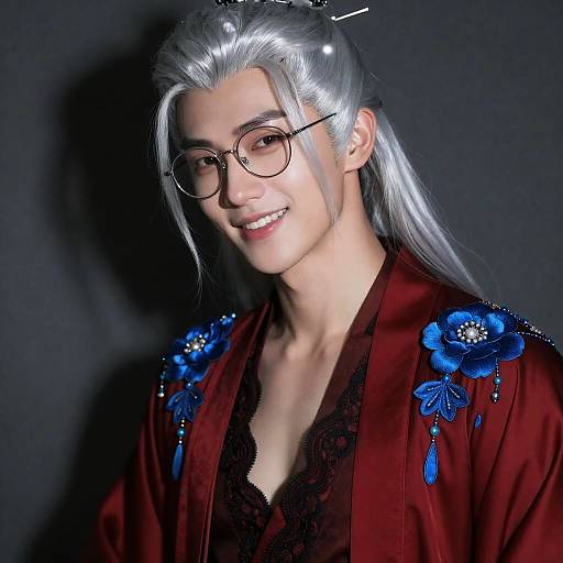 Hecavill Silver-Haired Ornate Robe Portrait