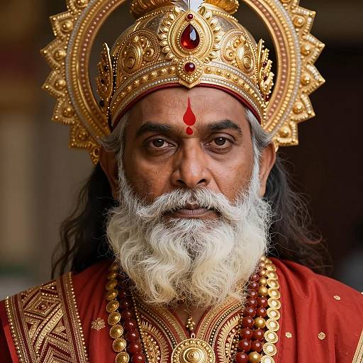 Elderly Indian Man in Ornate Rama Costume