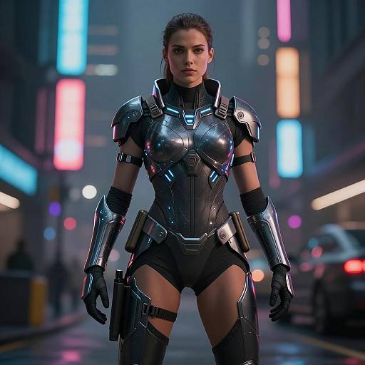 Sci-Fi Female Warrior in Futuristic Armor