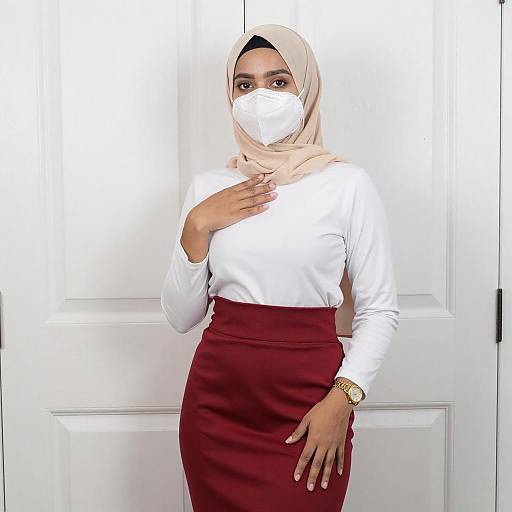 Portrait of Woman in Beige Hijab