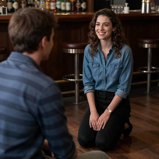 Dimly Lit Bar Romantic Moment