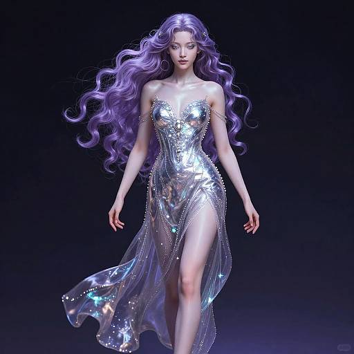 Moonlight Enchantress with Silken Lilac Hair
