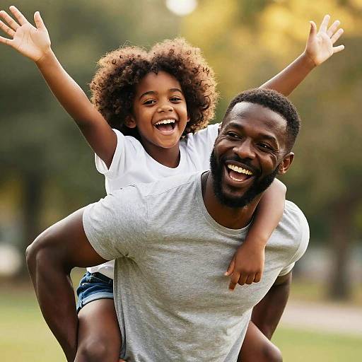 Joyful Father And Daughter Outdoor Portrait