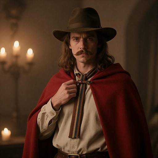 Mysterious Figure in Candlelit Room