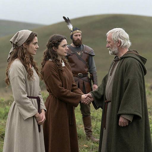Medieval Gathering in Grassy Landscape