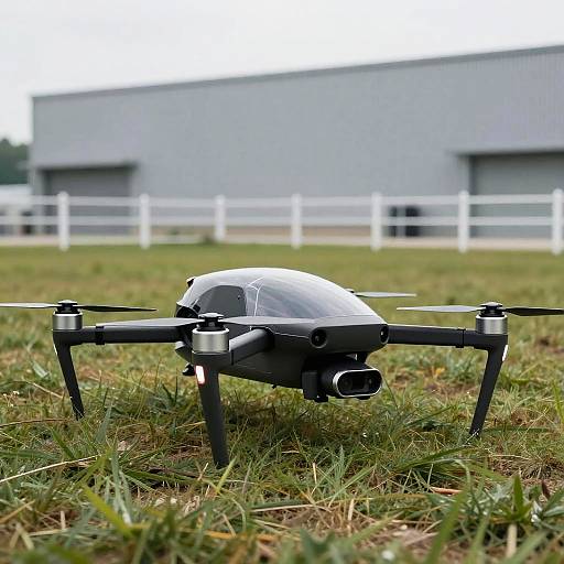 Futuristic Drone on Grassy Field