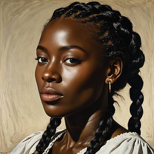 Portrait of African Woman with Braided Hair
