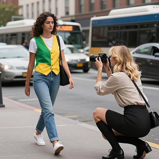 Urban Street Scene with Two Women