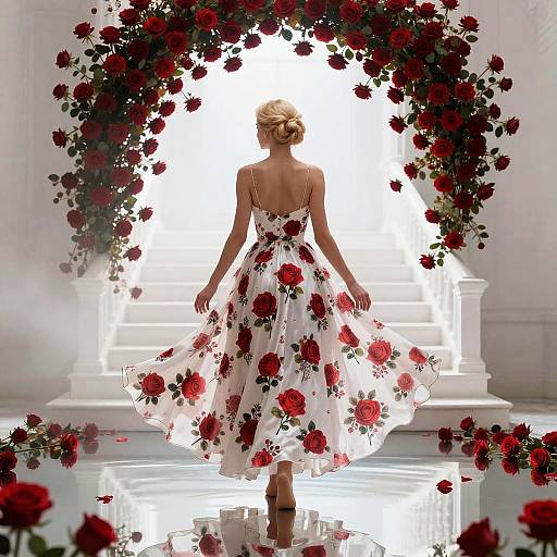Ethereal Back Portrait with Red Roses