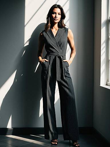 Cinematic Charcoal Grey Jumpsuit Fashion Shoot